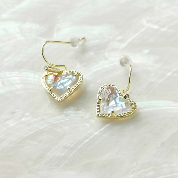 Kendra Scott • Ari Heart Gold Dichroic Glass Drop Earrings - Picture 2 of 3